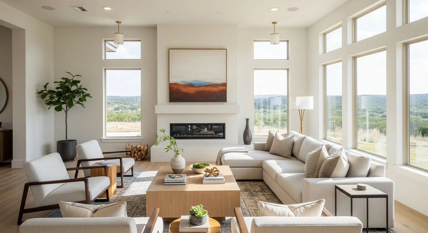 Modern White Texas Hill Country Interior