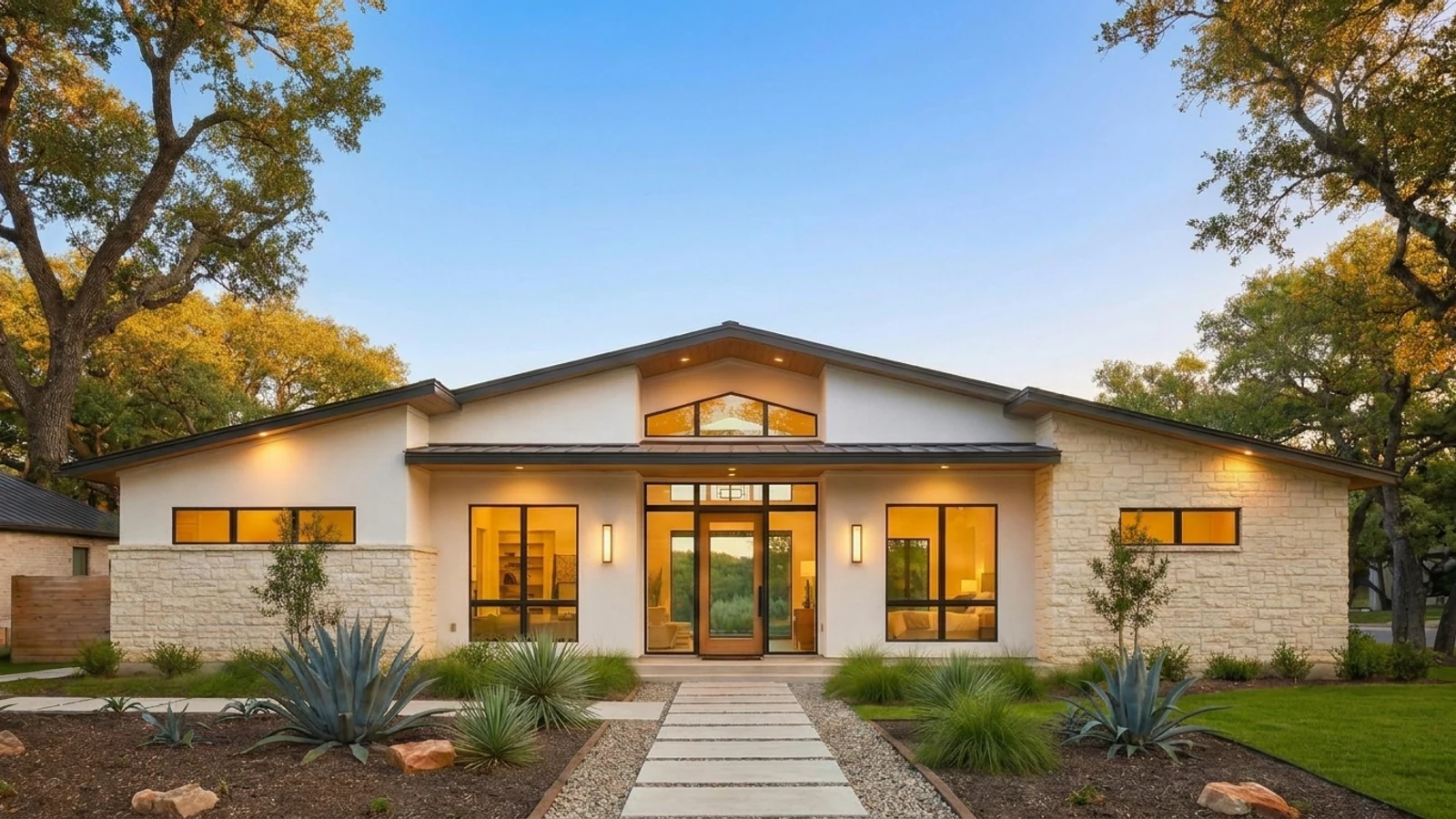 Modern White Texas Hill Country Home Exterior